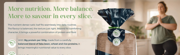 Packaged high-protein, high-fiber bread loaf showcased as a nutritious everyday choice that supports balanced nutrition and healthy living.